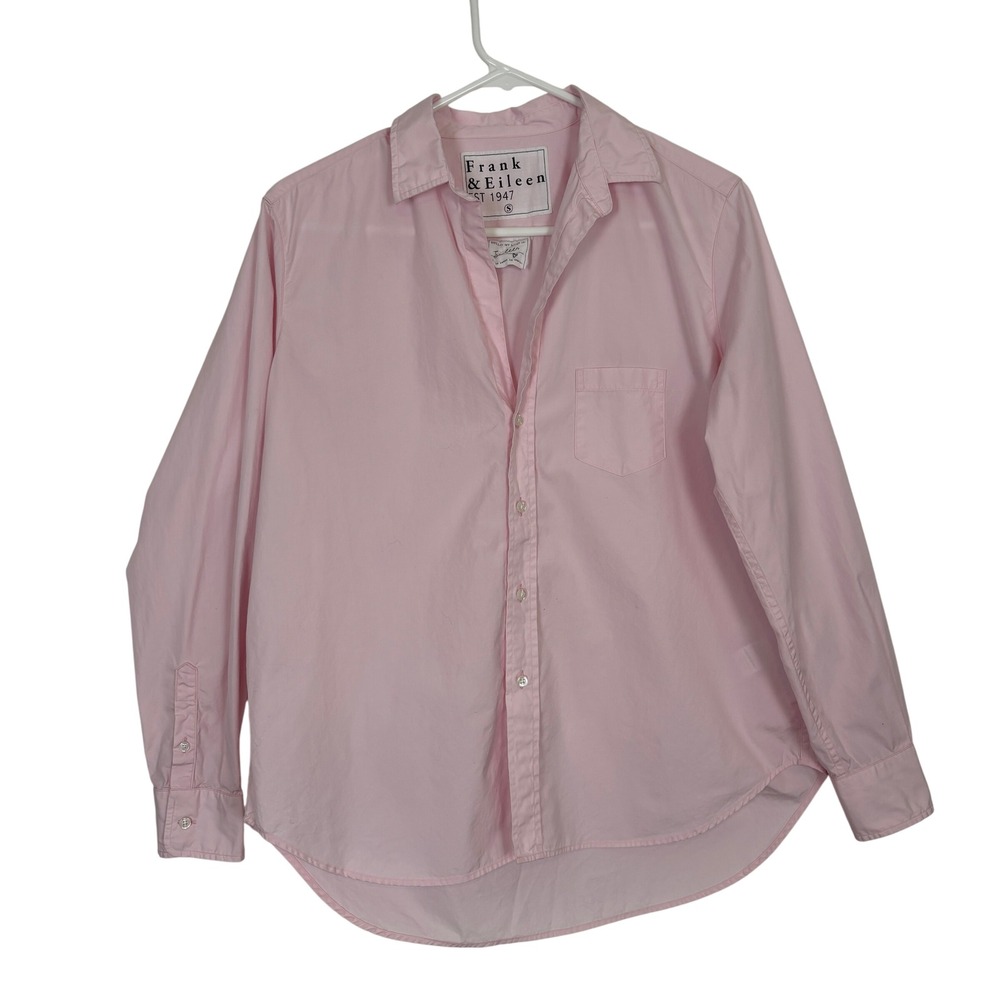 Frank & Eileen Button Down Shirt Women S Pink Cotton Relaxed Preppy Minimalist